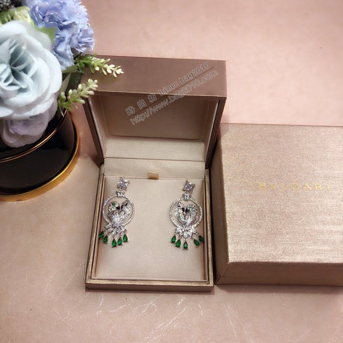 Bvlgari飾品 寶格麗彩鑽流蘇鸚鵡鑲鑽耳環 925純銀針耳釘  zgbq3185